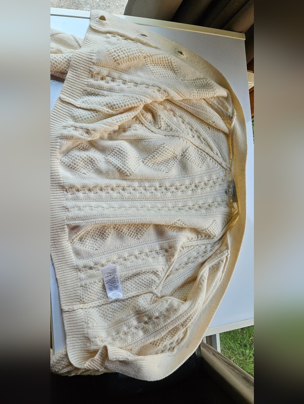 Madewell Cable-Knit Cropped Cardigan Sweater Cream - Picture 6 of 11
